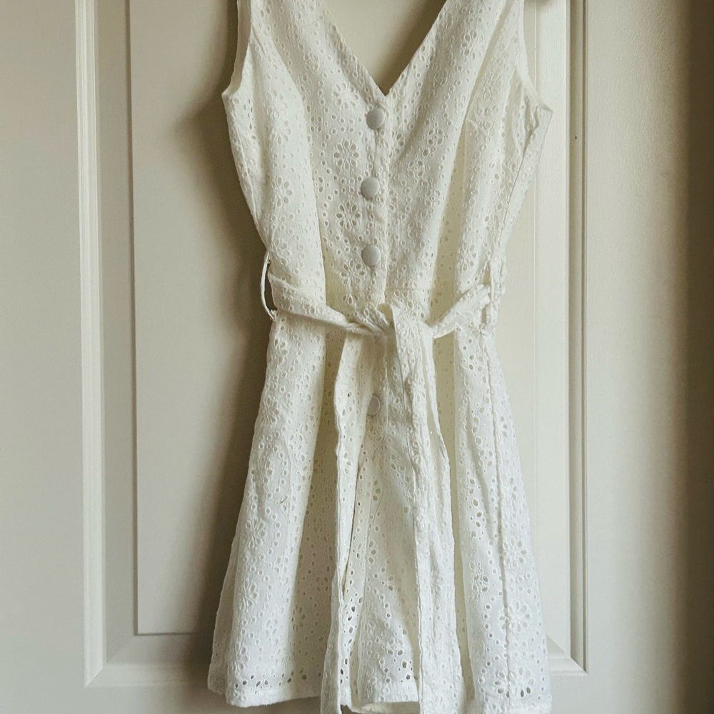 Gianni Bini White Eyelet Button Down Romper - Picture 7 of 9